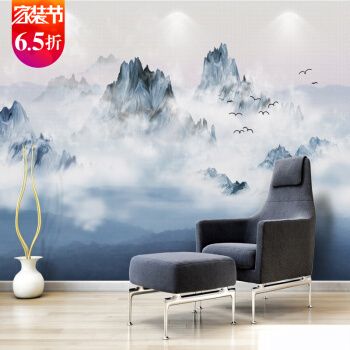 六紋魚の新中国式テレビ背景の壁壁紙中国風水墨画山水壁紙